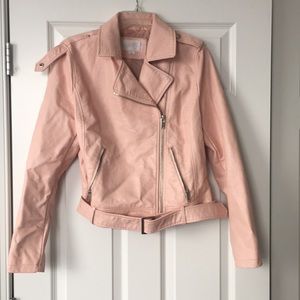 Light pink fake leather jacket